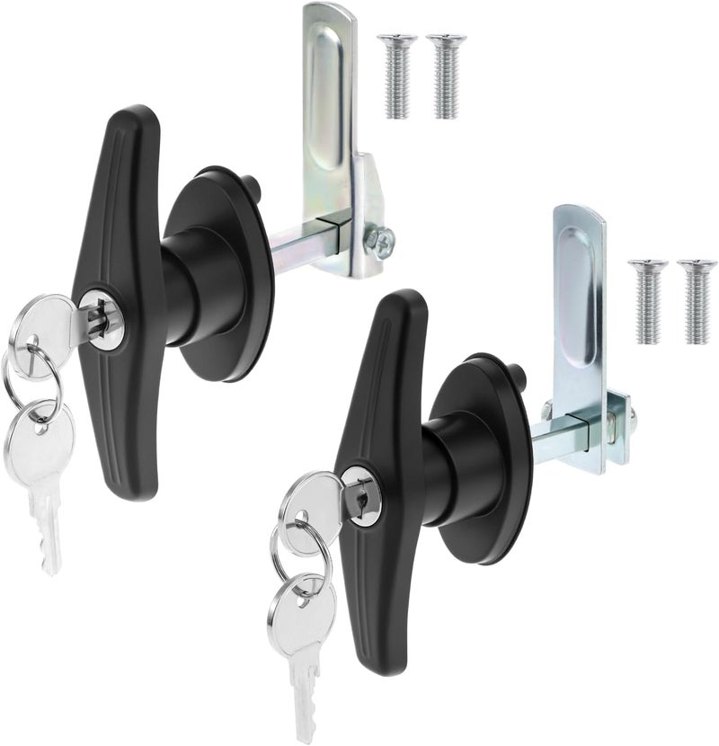 QWORK Truck Cap Locking T-Handle Set, Truck Bed Topper Door Locking Kit Accessories, Includes Left & Right, Keyed Alike (2 Locks) - Image 1